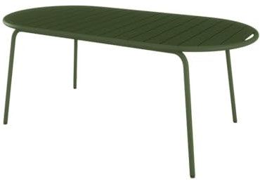 Vente-unique-Gartentisch oval - 180 cm - Metall - Kaki - MONTEFARO von MYLIA