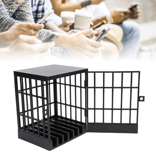 SWLECA Phone Jail - Mobile Phone Jail with Timer, Cell Phone Lock Box, Secure Smartphone Stand Holder, Office, Home, Classroom Storage Gadget, Phone Cage for Focus (Black,Without Timer)
