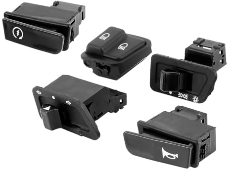 Tiardey Kit de Interruptor de Faros Delanteros, 5 Piezas, Interruptor de botón de Motocicleta, Kit de botón de señal de Giro de luz Alta y Baja para Motocicletas, Ajuste Universal para Motocicletas