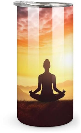 Hubschrauberbecher, isolierte Kaffeetassen, Edelstahl, Thermobecher, vertikale Tasse, Stanley-Tasse, Teetasse, versiegelter Trinkdeckel, Yoga, Meditation, bedruckte Tassen für Büro und Zuhause, 284 ml