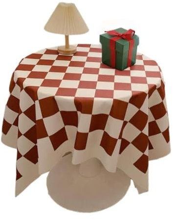 Cozomiz Kariert Tischdecke Eckig Abwaschbar Tischtuch Pflegeleicht Schmutzabweisend Rechteckig Tischwäsche Tapisserie 90x90cm Rot