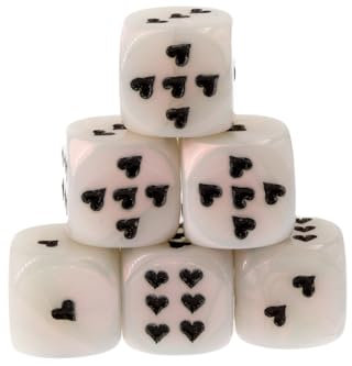 WeLoveDice - Würfel Weiss mit schwarzen Herzen - Made in Germany - 6 Stück
