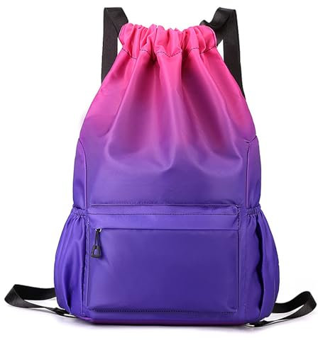 Nnicorns 25 L Turnbeutel Mädchen Jungen, Sporttasche Schwimmtasche Rucksack, Sportrucksack, Badetasche Kordelzugbeutel Turnbeutel Herren Mädchen Geeignet für Drinnen und Draußen (Lila)