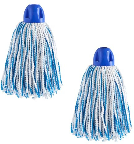MAYA Fregona Light Pro. Limpieza Eficiente y Duradera para Superficies Lisas. 100 % Microfibra. Super Absorbente y Escurrefacil. Rosca Universal. Pack de 2 Fregonas (Azul)