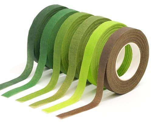 MAGLITT Floristenband Selbstklebend 6 Stück Floristenkrepp Grünes Klebeband Flora Blumenband für Bouquet Blumensträuße DIY Kunsthandwerkk