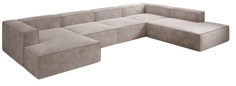 Luxusbetten24 Designer Sofa Lesley U XXL in Cord Beige Rechts