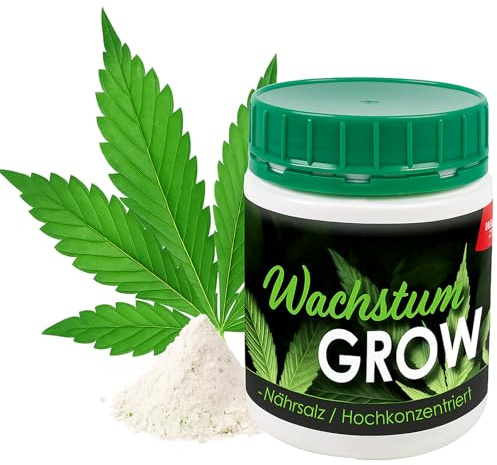 Cannabis Grow Dünger 500 g Wachstum NPK 18-5-18 Pflanzendünger Nährstoffmix | BURI, hochkonzentriertes Nährsalz, phosphatreduziert, Hanfpflanzen, Wachstumsphase, mineralisch, ergiebig, Indoor, Outdoor