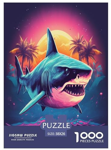 Hai Puzzles 1000 Teile Schwer Puzzle Spielzeug Lernspiel Impossible Tier Herausforderungsspielzeug Für Erwachsene Und Kinder Ab 14 Jahren 38x26cm/1000pcs
