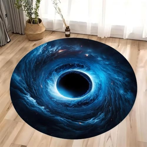 RUILBJM 3D Visuell Spiel Runder Teppich, Matte Riss Wirbel Illusion, Höhlen Motiv Kunst Carpet, Gaming-Stühle Rutschfester Rug, für E-Sport-Räume, Schlafzimmer und Wohnzimmer (Color 3,60cm)