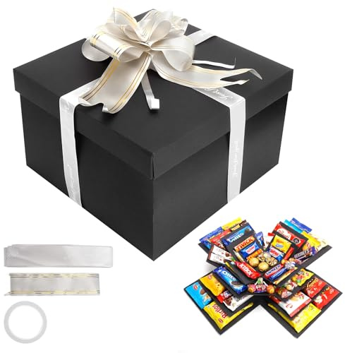 5-lagige DIY Explosionsbox, Überraschungsbox Set, Geschenkbox Geburtstag, Surprise Box, wunderbox, Geschenkboxen, Misteri Box für Geburtstag Jubiläum Valentinstag Weihnachten (Schwarz)
