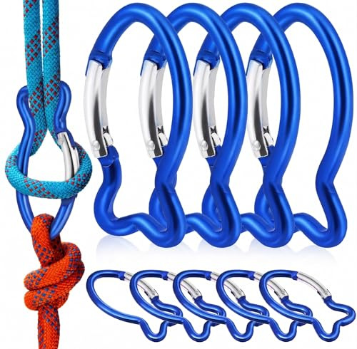 TOYANDONA 10er Set Karabinerhaken Aus Aluminium - Blau Fischform Mit Sicherheitsverschluss, Robuster Schlüsselanhänger für Outdoor Camping Wandern Rucksack & Hundeleine (Nicht Zum Klettern Geeignet)