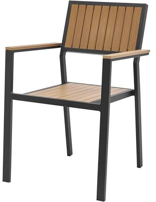 MAT-COMPANY Gartenstuhl WPC Komposit Braun mit Armlehnen Outdoor Stuhl Terrasse Balkon Gartenstuhl wetterfest modern stabil