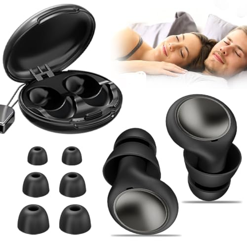 Ohrstöpsel zum Schlafen, 48dB Ohrstöpsel Gute Nacht, Wiederverwendbare Gehörschutz Schlafen Ohrenstöpsel für Schlaf, Konzentration, Reisen, 8 Ohrstücken in 4 Größen