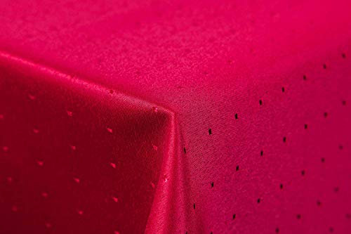 Punkte Damast Tischdecke 135x180 oval von First-Tex *dunkelrot*