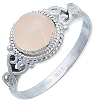 Ring 925 Silber Rosenquarz rosa Stein Edelstein echt Silber Damen Sterling Silber Geschenk (MRG-024-07-(54))