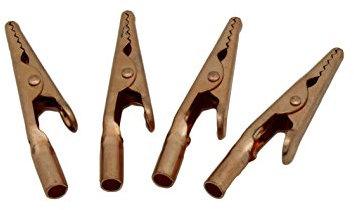 Pinzas de cocodrilo de cobre sólido, 4 piezas de 2 pulgadas para soldadura de mandíbula de cocodrilo y conector de cable de prueba electrónica de bricolaje nominal para cables de 10 amperios (10 a) y