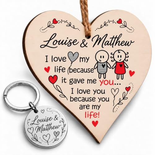 Handmade Wooden Hanging Heart Plaque Gift perfect for your Boyfriend or Girlfriend Romantic Keepsake