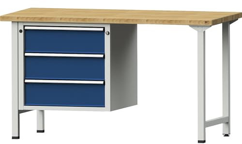 ANKE | Werkbank | Gestellbauweise Serie V | 3 Schubladen | Breite 1500 mm | Buche massiv