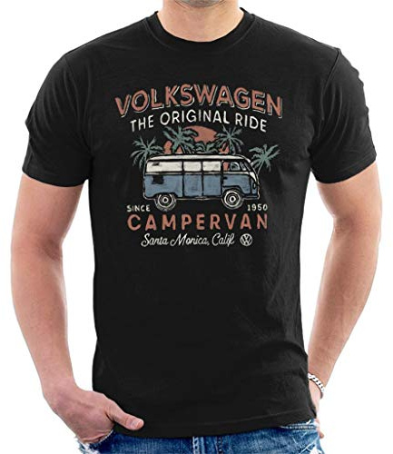 Volkswagen The Original Ride Campervan Men's T-Shirt , Black , S