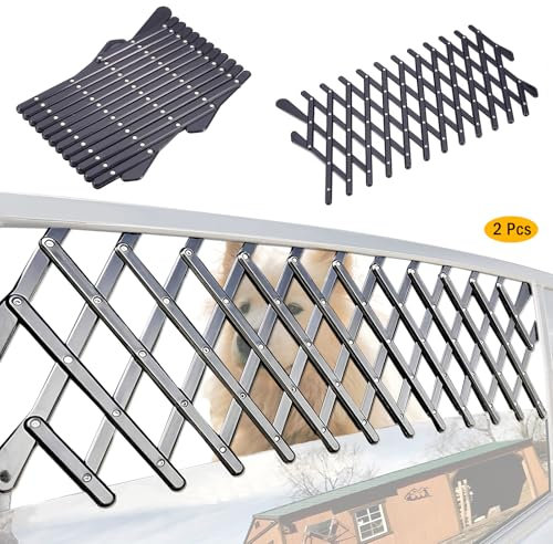 XianghuangTechnology Window Pet Gate, Universal Pet Dog Puppy Ventilation Grill Mesh Vent Guard Safe Car Window Protection Mesh for Cars, Trucks & SUVs (Large (2 Piece))