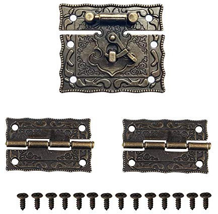 Antikes Retro-Design für Möbel, dekoratives Schrank, Schmuckkästchen, Riegelschloss und 2 Scharniere mit Schrauben
