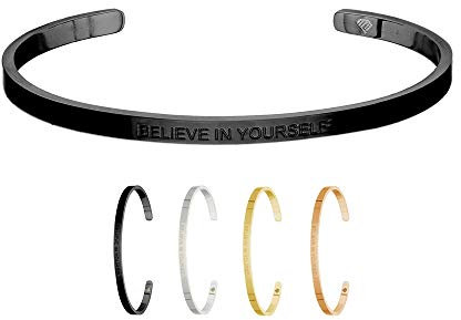 Max Palmer | Armband/Armreif mit Spruch - Gravur Believe IN Yourself [02.] - schwarz