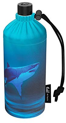 Emil Trinkflasche aus Glas für Mädchen & Jungen isolierte Glasflasche für Schule, Freizeit, Sport: Kinder & Eltern Shark 0,4 L