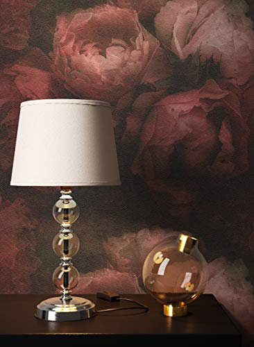 NEWROOM Tapete Rot Vliestapete Blumen - Vintage Floral Rosa Schwarz Rosen Blätter Blumentapete 3D Optik Rosentapete inkl. Tapezier-Ratgeber