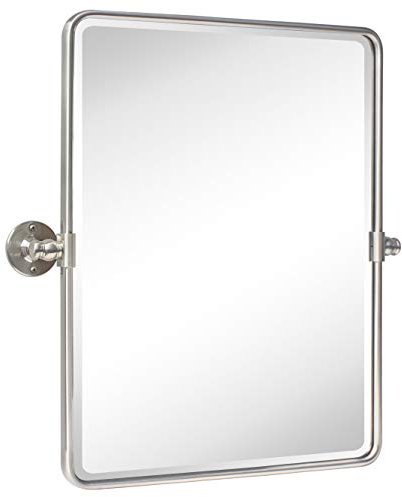 TEHOME 50,8 x 61 cm, Farmhouse, Nickel, Metallrahmen, Pivot, Rechteck, Badezimmer Spiegel, Abgerundete Rechtecke, Schwenkbar, Abgeschrägt, Vanity Spiegel für Wand