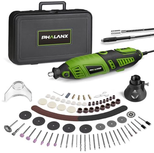 180W Rotary Tool Kit, 1.5-Amp PHALANX 6 Variable Speed with Flex Shaft, 8000-32000RPM Rotary Multi-Tool& 139pcs Accessories Kit, Power Multiuse Set Prefect for Crafting Projects and DIY Creations…