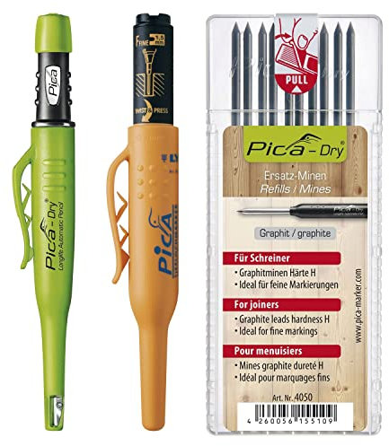 vasalat Pica Dry Tieflochmarker Graphit + Pica 150 schwarz + 10 Ersatzminen