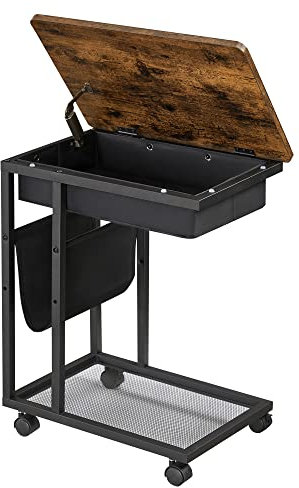 Segenn Beistelltisch, C Tisch, Sofatisch, Laptoptisch mit Stauraum, C-Form, Mobiler Couchtisch, Laptop-Tablet für Sofas und Bett, Nachttisch mit Schublade 50 x 35 x 60 cm