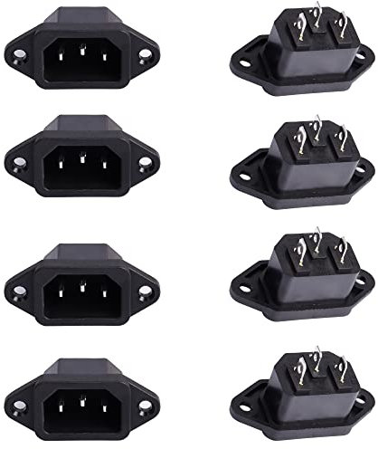 PNGKNYOCN Prise de Montage sur Panneau IEC 320 C14, Lot de 8 Prises de connecteur d'alimentation CA 250 V 10 A 3 Broches