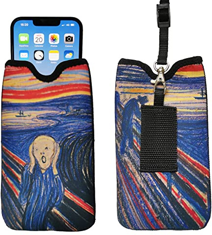 Tainada Neopren-Schutzhülle für iPhone 16/15 Pro Max, 16/15 Plus, Samsung S24+, S23, A54, Z Fold6 (Munch The Scream)