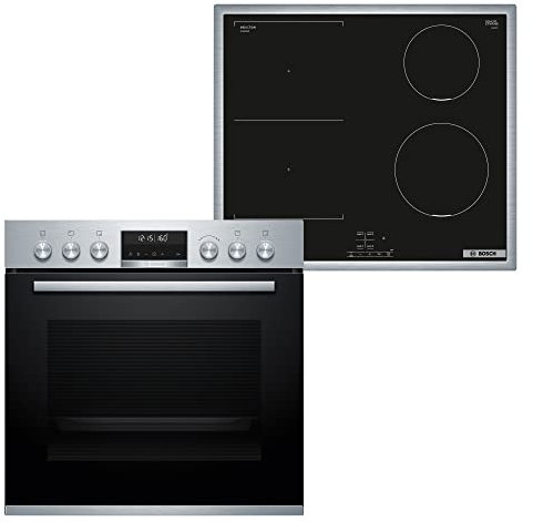 Bosch HND616LS62 Herd-Induktionskochfeld-Kombination (herdgesteuert), 59,4 cm breit, 3D-Heißluft - Backen auf 3 Ebenen, AutoPilot 10 - Automatikprogramme, Weiße LED-Display-Steuerung, Versenkknebel