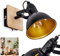 Applique murale Tina en métal/bois noir/chrome/or/marron clair, lampe réglable au design rétro/vintage, effet lumineux et interrupteur marche/arrêt sur le boîtier,E14, ampoule(s) non incluse(s)