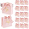24PZ Sacchetti Regalo di Ringraziamento Piccoli Con Fiocco di Nastro-11.5x4.5x10cm, SHAIDOJIO Modello Rosa Scatoline Portaconfetti, Sacchetto Regalo per Matrimonio, Compleanno, Doccia Nuziale