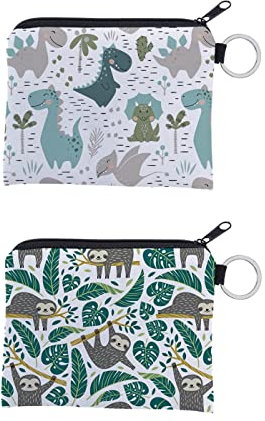 2-teilige Cartoon-Geldbörsen, Münzgeldbörse, süße kleine Brieftasche mit Reißverschluss, für Frauen und Mädchen, Aufbewahrungstasche für Lippenstift, Münzen, Kreditkarte und Schlüssel