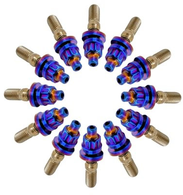 RISON-Titanium Lot de 12 Ensembles de Boulons de Goujon de Collecteur d'échappement en Titane GR5, Kit de Goujons avec Contre-Écrou de Bride Collecteurs d'échappement, Pièces de Voiture Automobiles