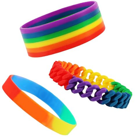 FainFun Pulsera LGBT Arcoiris, Brazalete Orgullo para Hombres y Mujeres, Bandera Gay para Fiestas y Celebraciones
