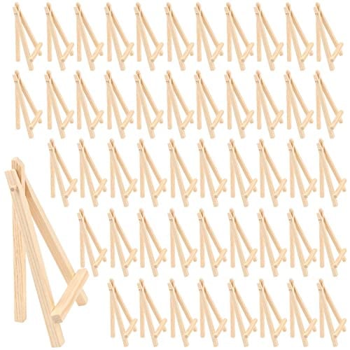 SEUNMUK 50 cavalletti da 15,2 cm, per esposizione artistica, in legno, piccolo cavalletto da pittura, per esporre da tavolo, dipingere e decorare