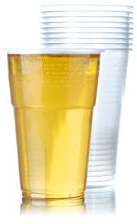 GoCoPack Vasos de cerveza: paquete de 50 vasos de cerveza de plástico transparente y resistentes, disponibles en: 283.5 g, 340.2 g, 567.0 g, 1 pinta o 623.7 g, ideal para fiestas, celebraciones o