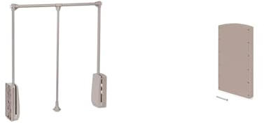 Emuca - Pull down clothes rack width 600-830mm + 2 Lateral supplements, Stone grey finish