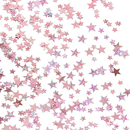 Giftota Rose Gold Star Confetti, Table Star Confetti with Mix Glitter Scatter, 30g Twinkle Star Sequins for Birthday Party Wedding Anniversary Arts & Crafts Supplies (Glitter Rose Gold)
