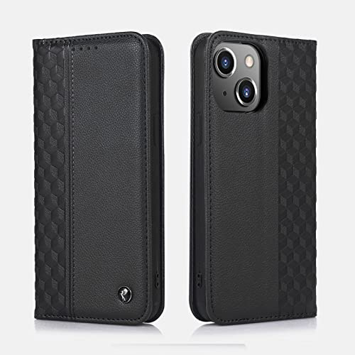 TOHULLE Case for iPhone 15 Plus, Premium PU Leather Wallet Case Card Holder Kickstand Built-in Magnetic Closure Flip Folio Phone Cover for iPhone 15 Plus - Black