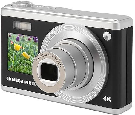 Appareil photo numérique pour enfants, double écran, 4K 60 MP, mini appareil photo compact avec zoom optique 10x, caméra point numérique et prise de vue pour adolescents, garçons, filles, adultes