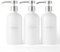 Janxin Shampoo- und Conditioner-Spender, nachfüllbare 600ml Shampooflaschen, Duschspender mit wasserfesten Etiketten für das Badezimmer (Weiße Flaschen + Silberne Pumpen)