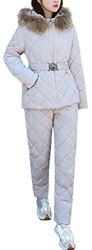 Schneeanzug Damen Einteiliger - Skioverall Warme Winter Hoodie Skisuit Schnee SkianzüGe Langer Jumpsuit Overall Outdoor Softshellhose Sports Ski-Anzug Schnee Skifahren Snowboard Overall Damen Fleece