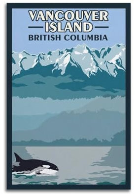 qiyan Vintage-Reiseposter Vancouver Island, dekoratives Gemälde, Leinwand, Wandposter und Kunstdruck, moderne Familienschlafzimmer-Dekoration, Poster, 40 x 60 cm