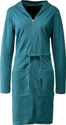 Erwin Müller Damen-Bademantel Limbach mit Kapuze Leichtfrottier Petrol Größe 36/38